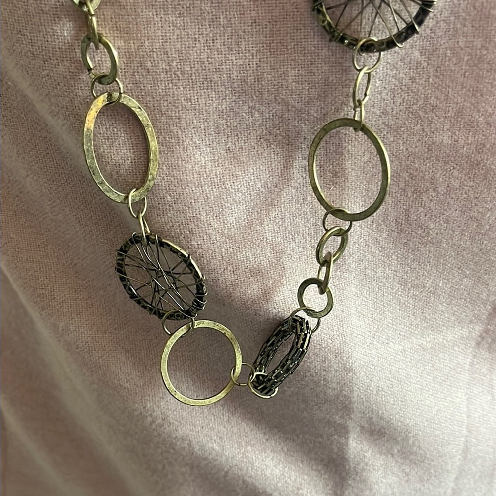 Brass Tone Circle Necklace for Women